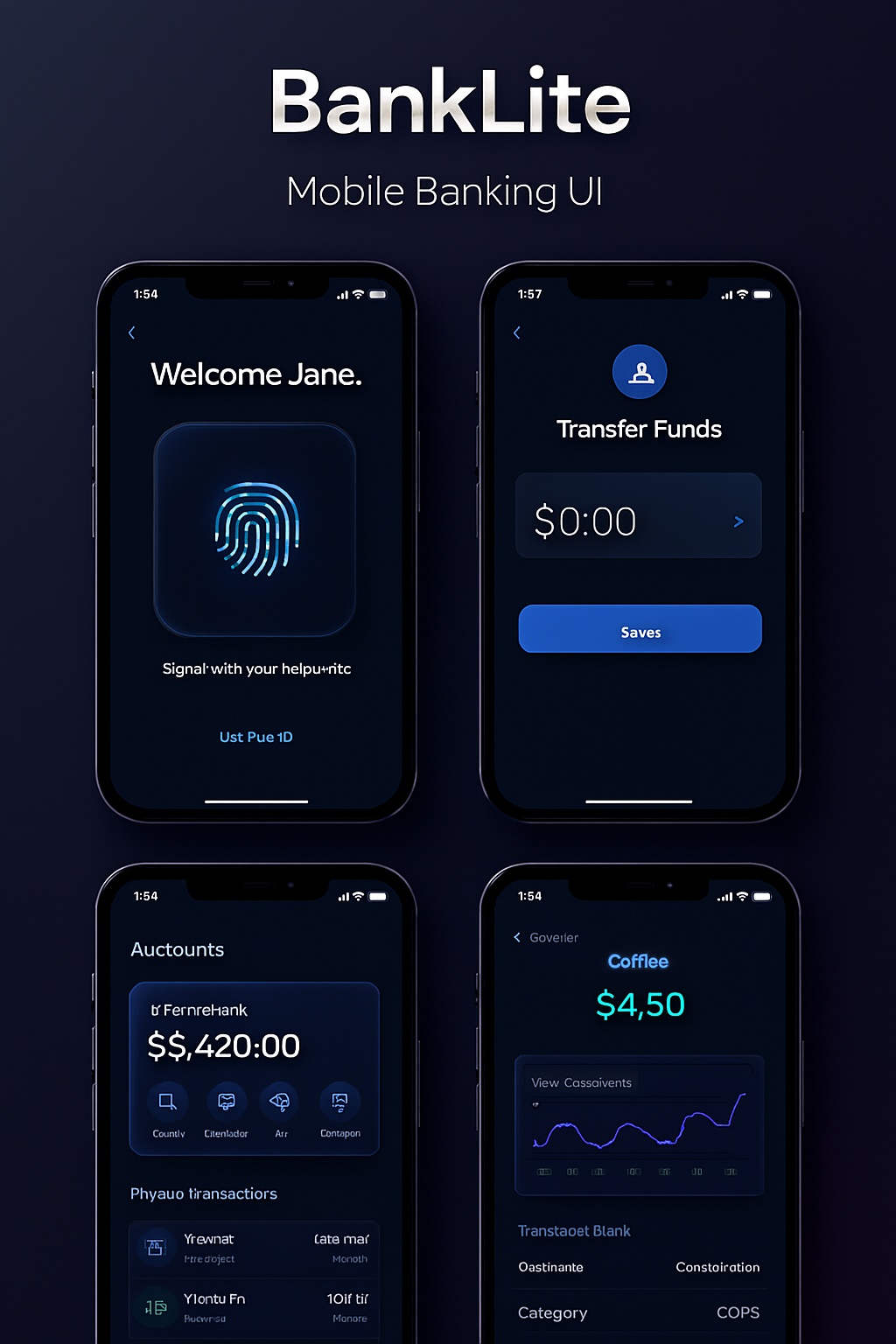 BankLite Mobile Banking UI Screenshot